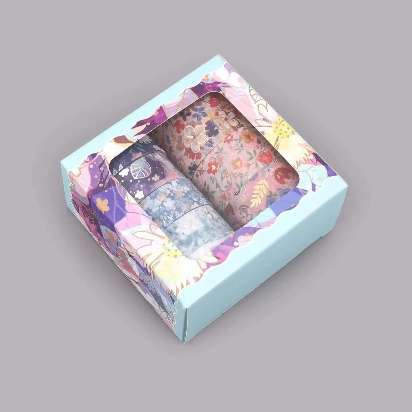 9롤/박스 절묘한 꽃무늬 와시 테이프, 금박 공예, DIY 선물 포장, 노트북 장식 재료