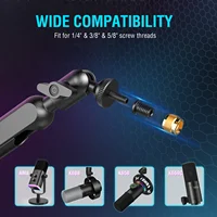 FIFINE Adjustable Low-profile Arm Microphone Stand with Cable Managment/Desk Mount, Suspension Boom for K688 Ampligame AM8-BM88 5