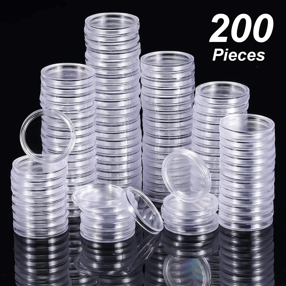 

Commemorative 200pcs Transparent Round Case Clear Collectable Container 25mm Coin Coin Storage Coin Capsule Holder Medal Box