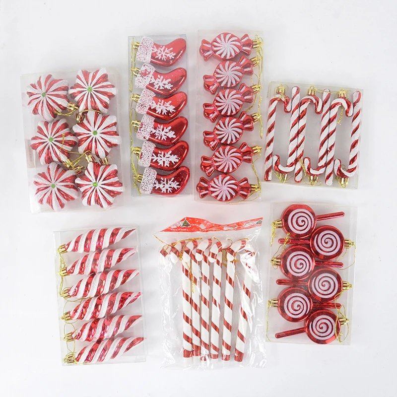 Christmas Decorations Plastic Colored Candy Ball Hanging Ornaments Christmas Tree Candy Lollipop Pendants New Year Noel Decor