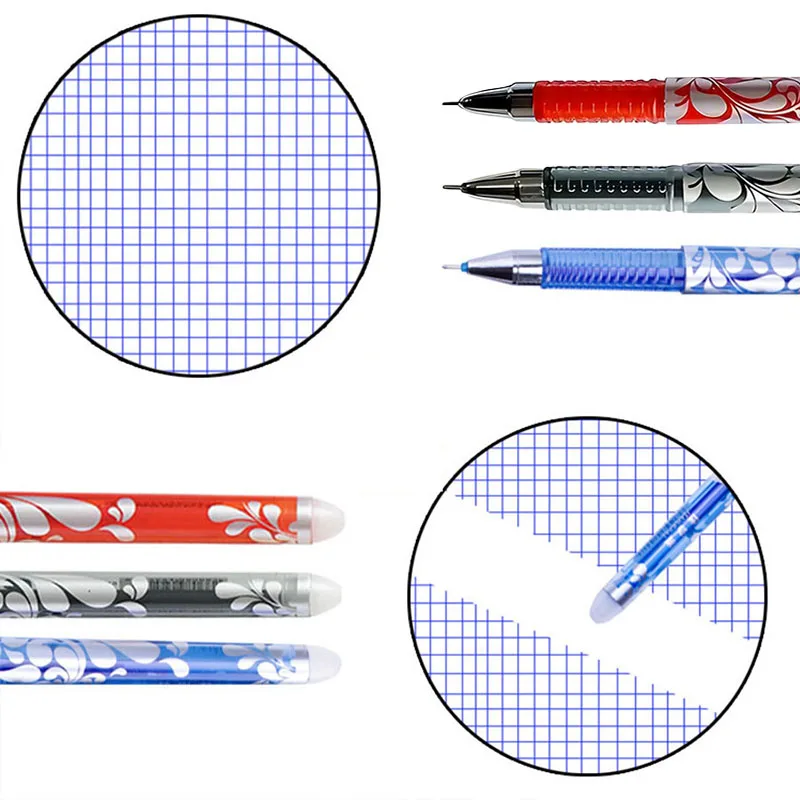 75pcs Erasable Pen Mix Set Classic Patterned Pen Friction Vanishing Magic Gel Pen Black/red/Blue and Eraser School Stationery