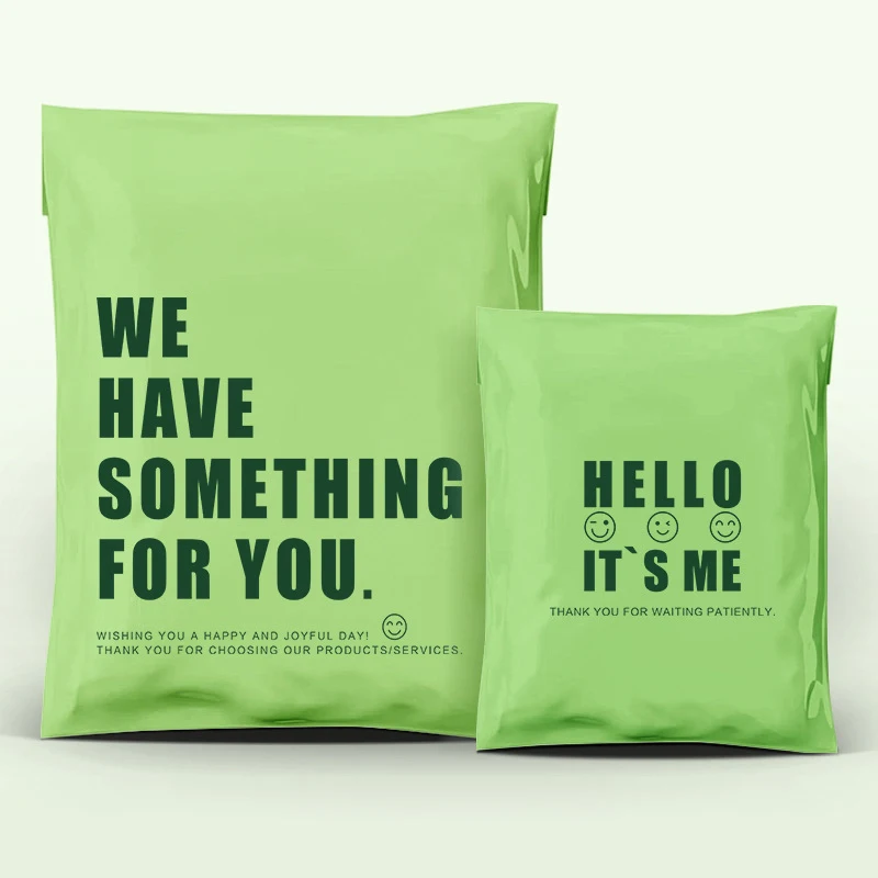 10Pcs25x35cmGreenPolyCourierBagHELLOPrintPlasticExpressBags