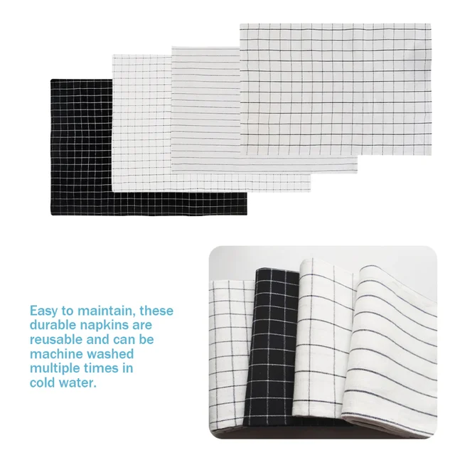 1 Db Pamut Tea Törölköző Asztal Szalvéták Minta Fekete -Fehér Abszorbens Ruhával 60Cmx40Cm - Image 5