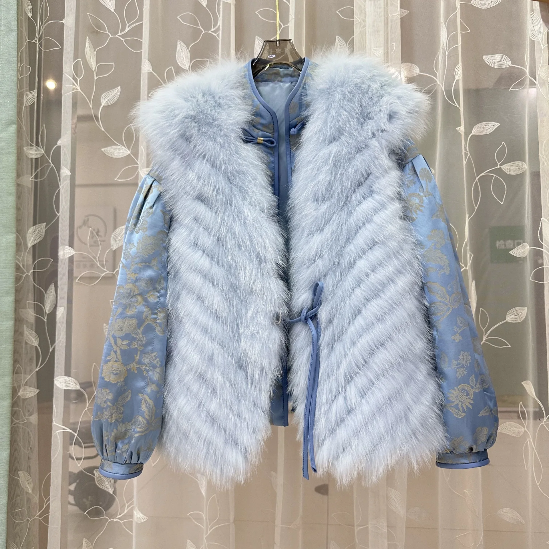 

coat with three fur coats for women in autumn and winter 2023 China-Chic style vest brocade embroidery