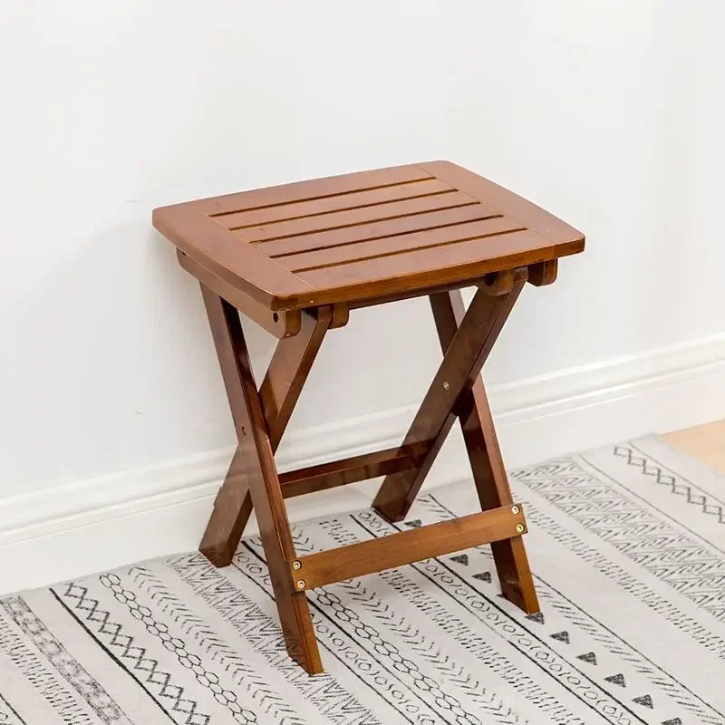 

Outdoor Bamboo Folding Stool, Portable Solid Wood Fishing Chair, Small Bench Stool, Square Stool, Household Furniture