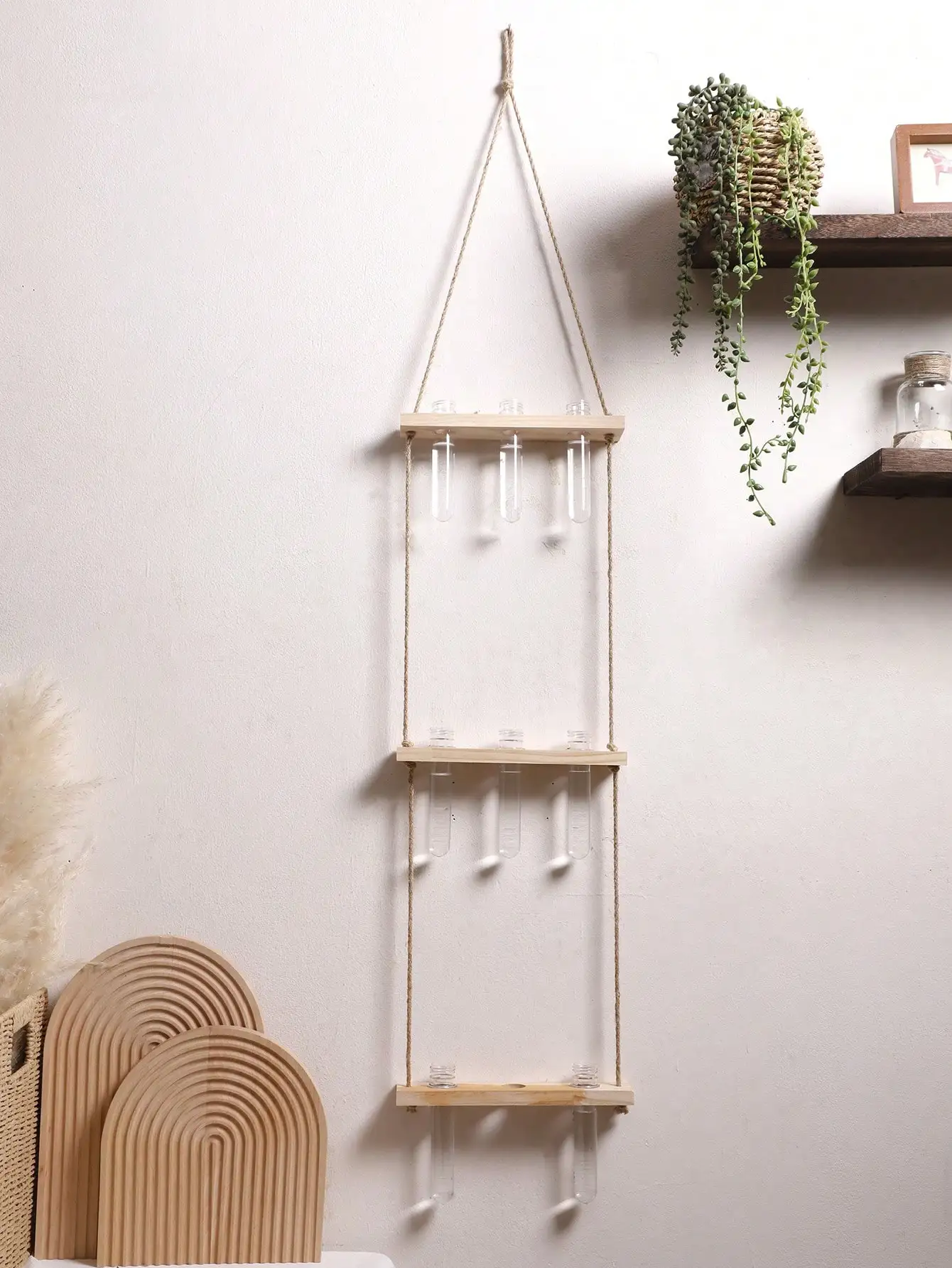 Luft Pflanzen Wandbehang Pflanze 1/2/3-Tier schwimmende Wandre gal Blumentopf Boho Kunst Wohnkultur geeignet für Schlafzimmer Wohnzimmer – Detail 2