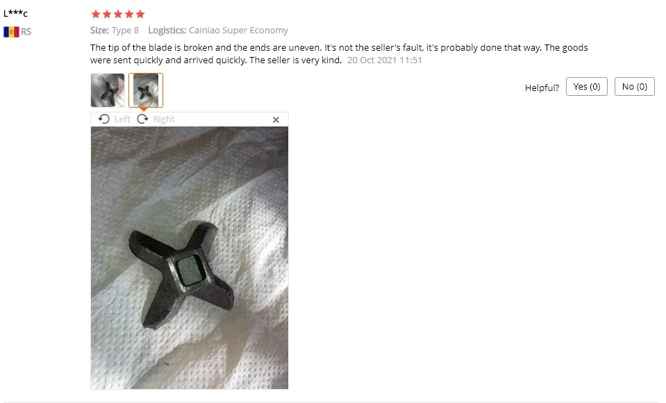 Description Picture 2 of item4 Blade Square Hole Meat Grinder Crusher Mincer Plate Knife Kitchen Meat Grinding Machine Parts Accessories Meat Grinder Blade