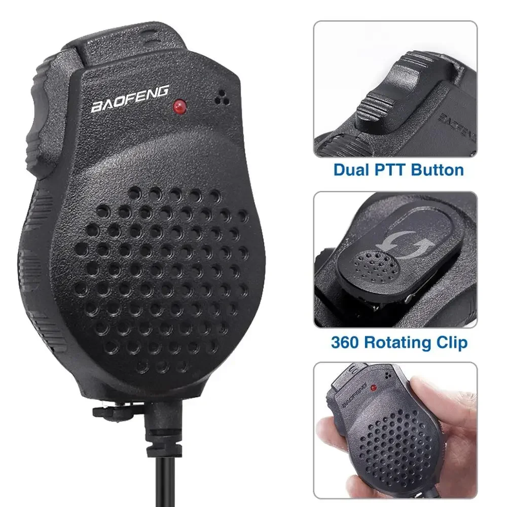 Original Baofeng UV-82 Dual PTT Speaker Mic Microphone For Baofeng UV-82 UV-82 Plus GT-5TP UV-8D Portable Radio Walkie Talkie