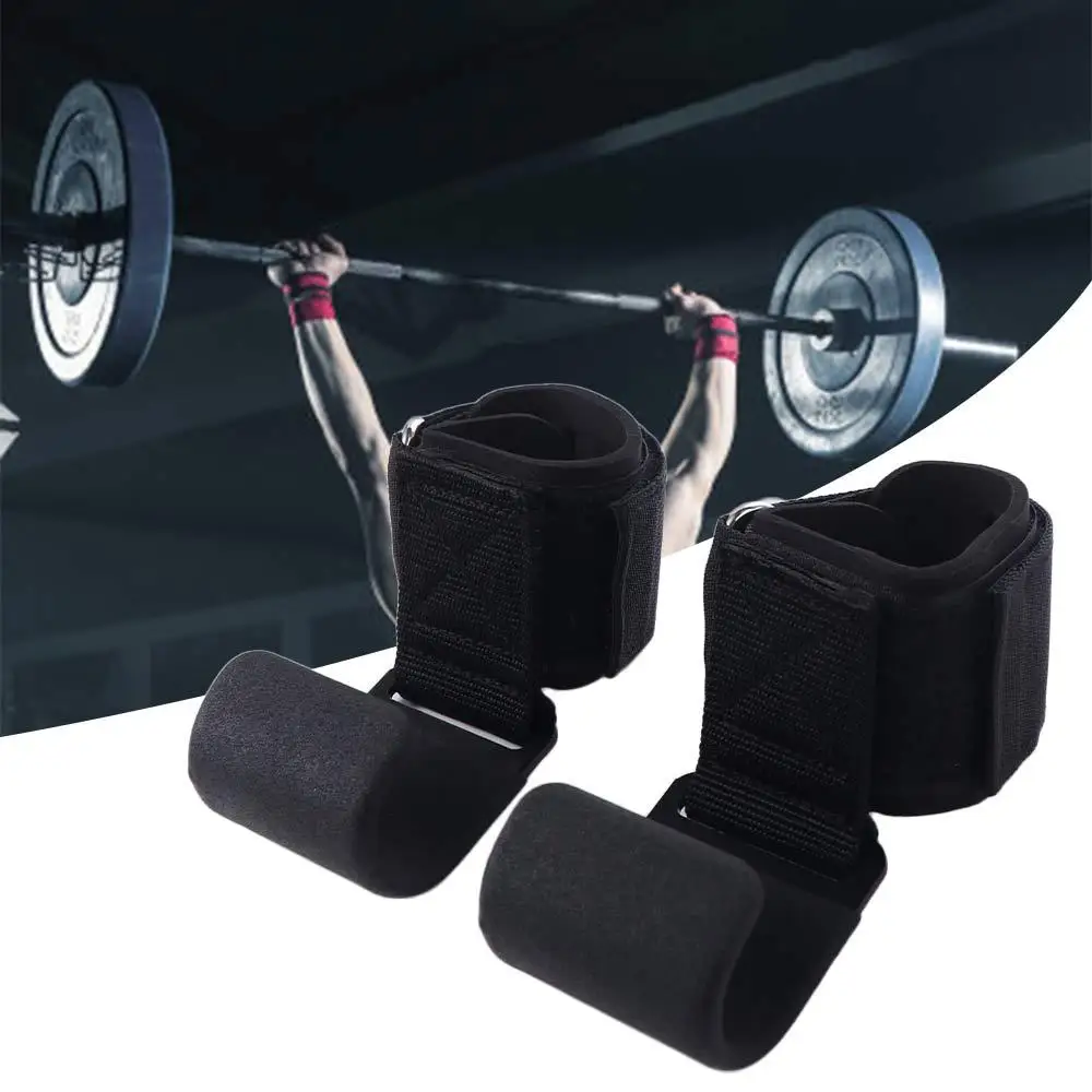 1 Pair Pull-up Hook Type Lifting Straps Adjustable Non-Slip Weight Lifting Grip Hook Deadlift Soft Auxiliary Power Wrist Guard