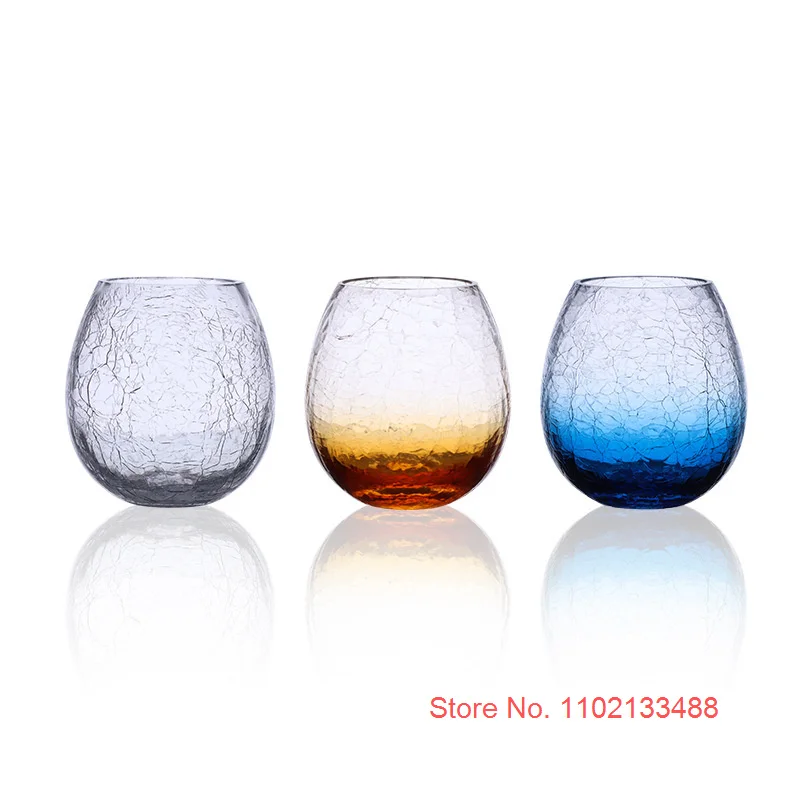 360ml Ice Cracked Whiskey Tasting Cup Vast Ocean Crystal Wine Glasses Imitated Crack Whisky Tumbler Beer Mug Vodka Liquor Teacup