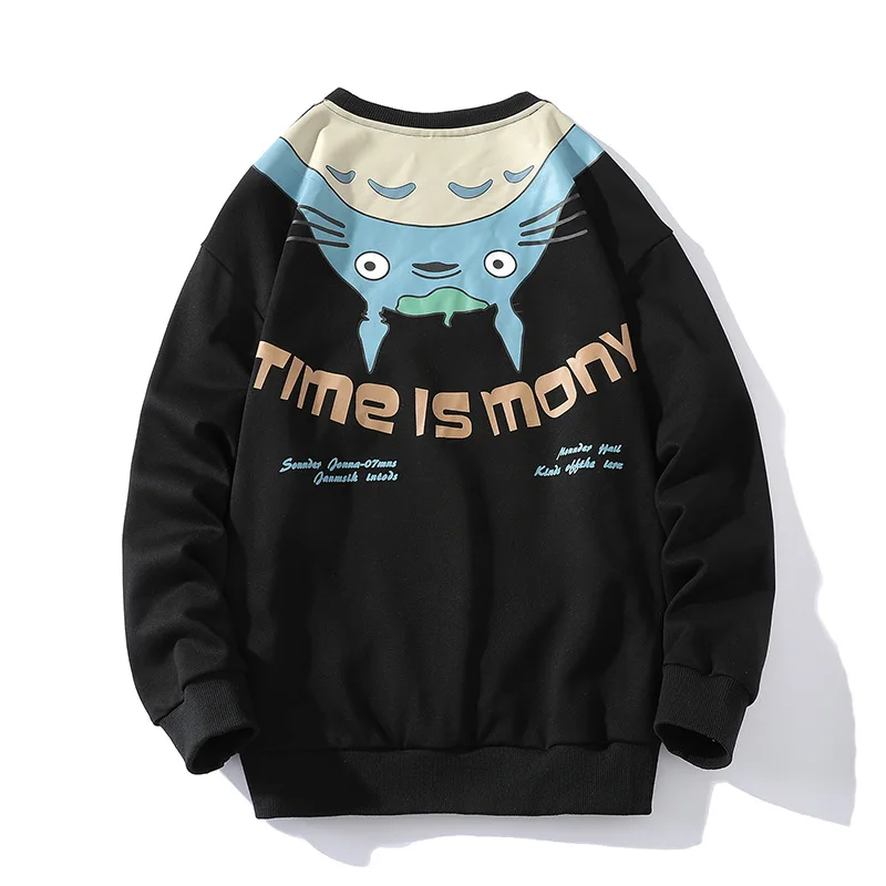 CnHnOH Spring and Autumn New Hong Kong Style Original Trend Design Men's Sweater Cartoon Printing Round Neck Sweater Men palm angels hoodie Hoodies & Sweatshirts