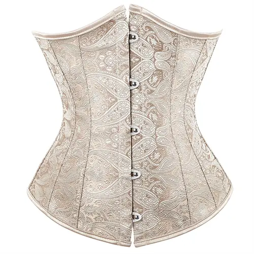 Underbust Corset Plus Size Gothic Corset Cincher Medieval Corsets for Women Jacquard Vintage Waist Corset Top Black White Purple - Image 8