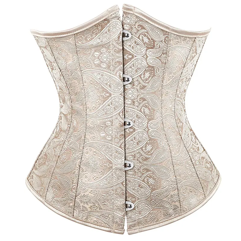 Underbust Corset Plus Size Gothic Corset Cincher Medieval Corsets for Women Jacquard Vintage Waist Corset Top Black White Purple - Image 8