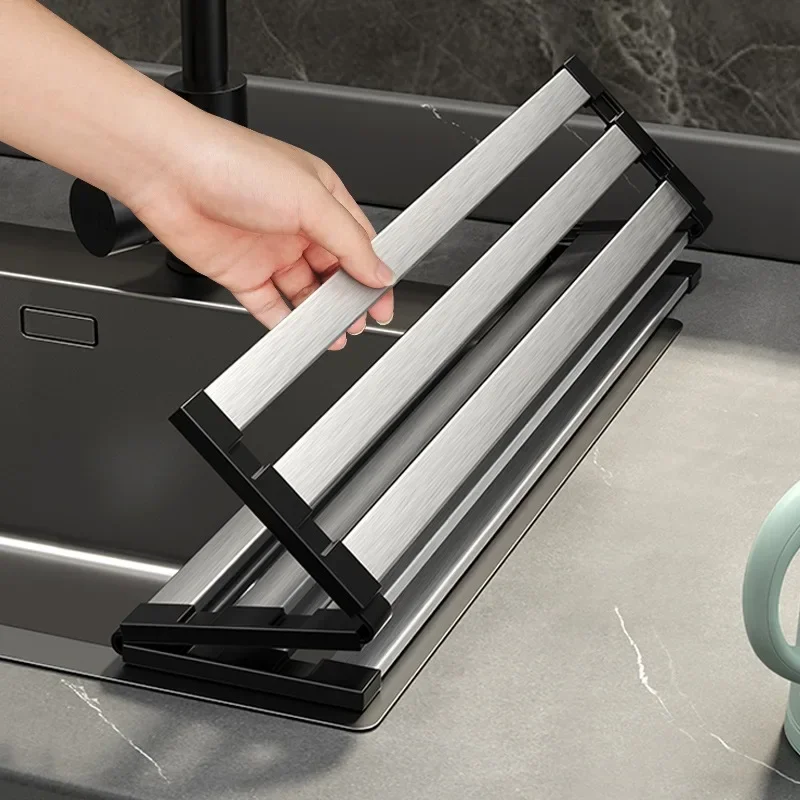 Roll up Dish Drying Rack Over Sink Kitchen Portable Aluminum Dish Rack Foldable Drying Racks No rust No mildew