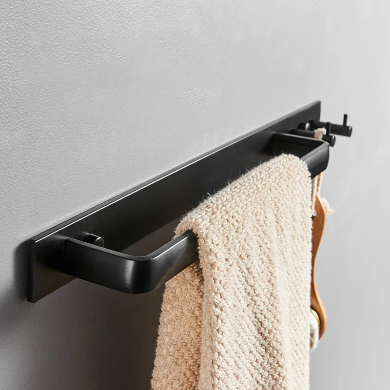 

Bathroom Towel Rack Wall-Mounted Towel Holder With Fixed Hook Aluminum Towel Hanger Bar Storage Organizer Bathroom Accessories