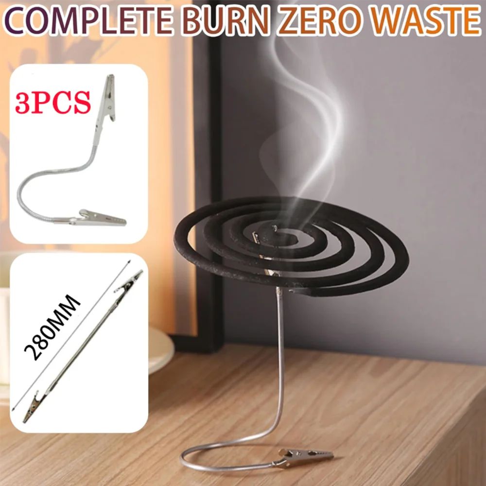 Stainless Steel Portable Lexible Hose Stand Height-Adjustable Mosquito Coil Incense Holder Outdoor Camping_voghion.com