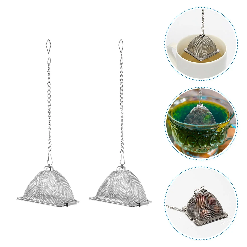 2 Pcs Stainless Steel Tea Strainer Pyramid Tea Infuser Reusable Leaf Filter Holder Small Kitchen Dining Bar Strainers