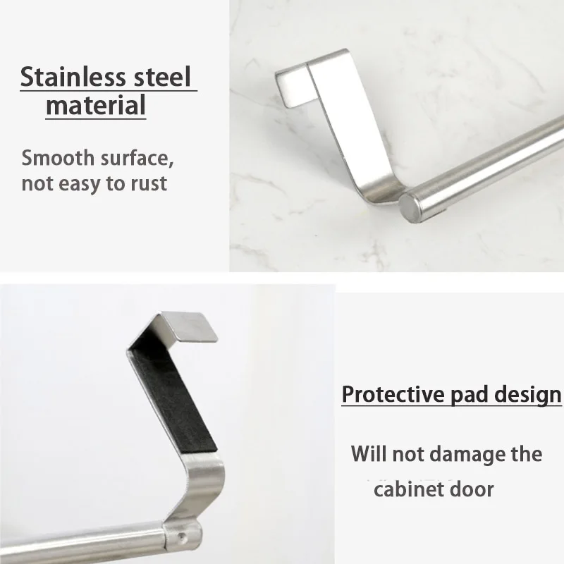 Towel Rack Storage Rack Towel Holder Bathroom Hardware Set Towel Rack Rag Rack Shelf Hanger Kitchen Cabinet Door Hanging Organizer Towel Stand Stainless Steel Bathroom Holder