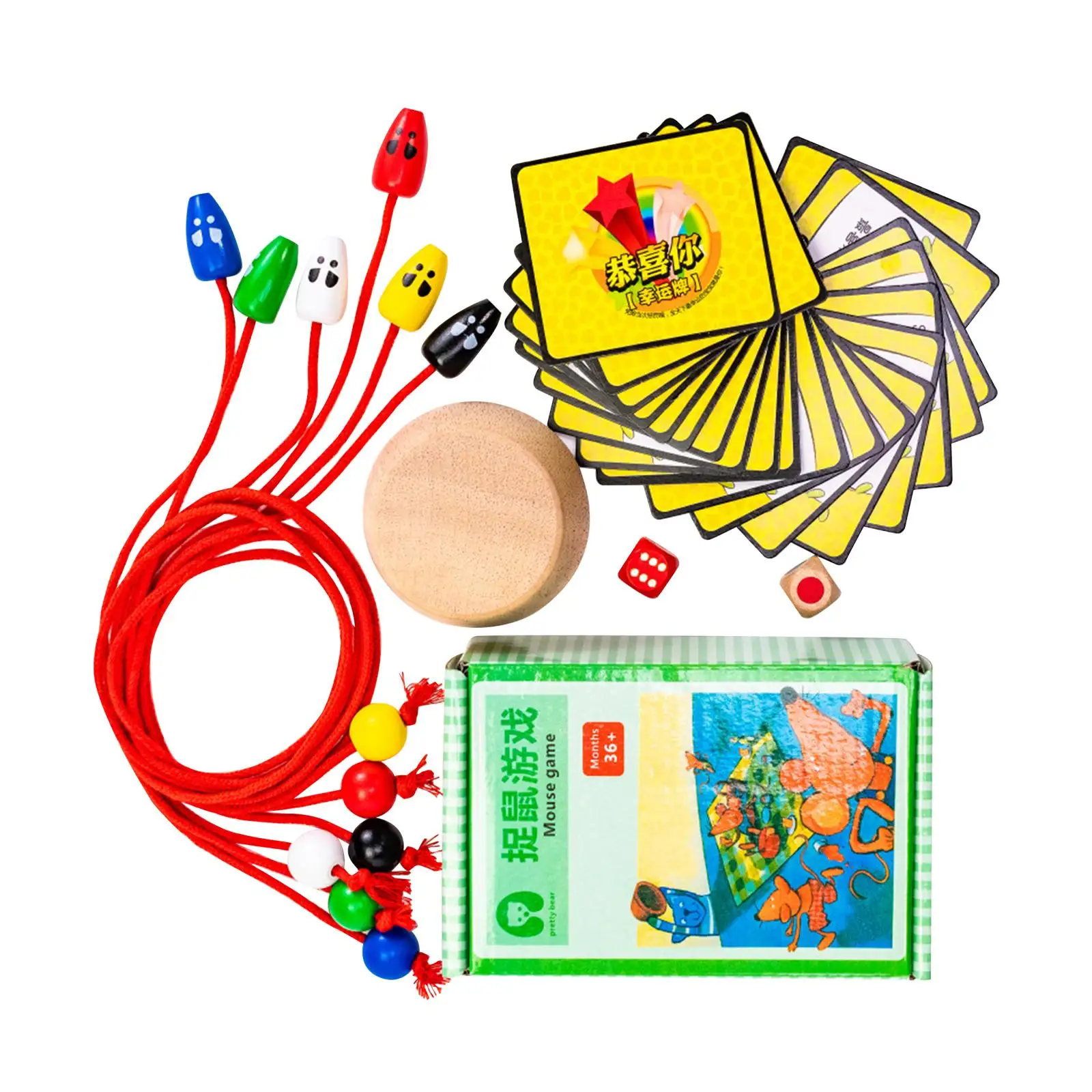 Wooden Mouse Catching Game Educational Sensory Learning Toy Develop Fine Motor Skills Desktop Game for Kids Boy Teens Adults
