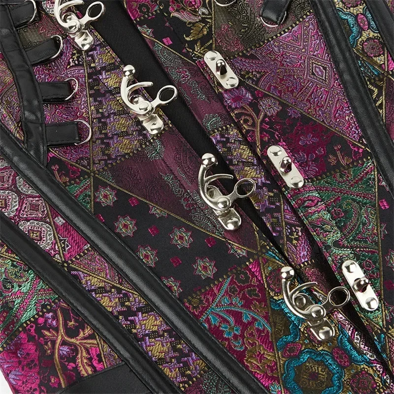 Description Picture 6 of itemPurple Corset Steampunk Women Bustier Top Gothic Sexy Jacquard Vintage Overbust Corselet Plus Size