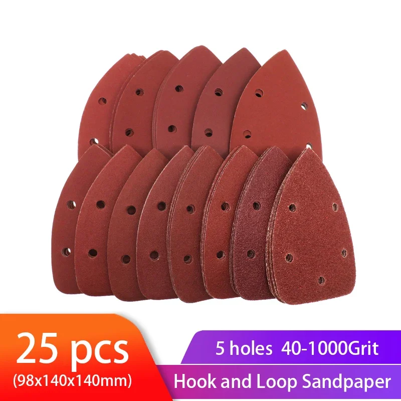 Sandpaper Set 25pcs Self-adhesive Sandpaper Triangle Sander Sand Paper Hook Loop Sandpaper Disc Abrasive Tools For Polishing Grit 40-1000