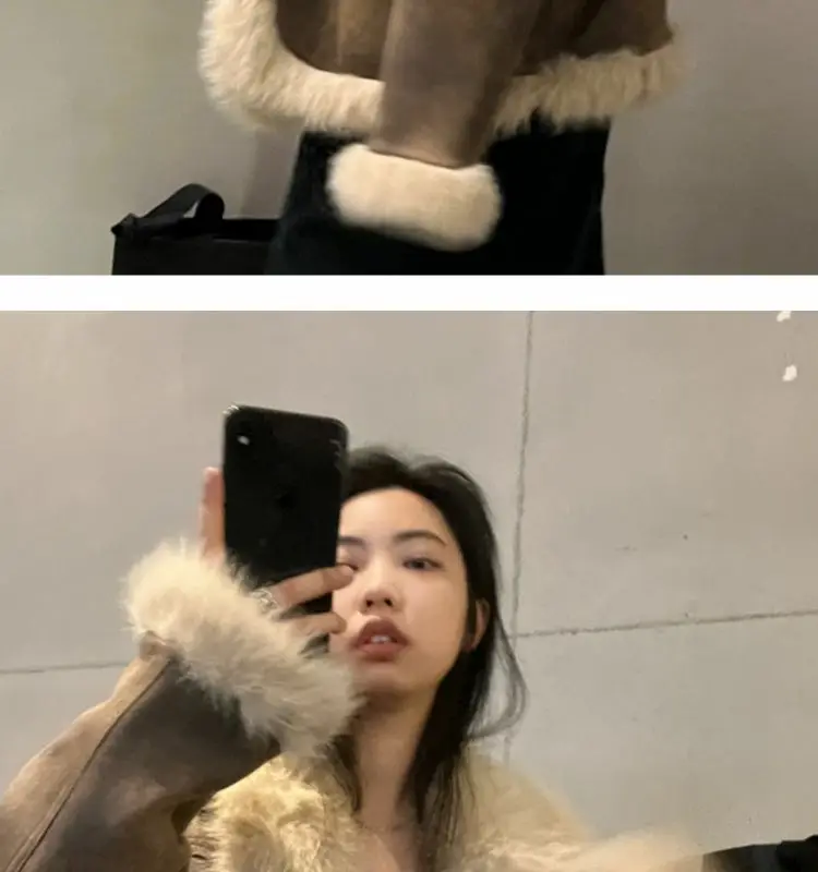 Lamb Wool Fur one Cotton-Padded fUR Coat 2024 Winter Fatty Senior Sense Plus Cashmere Thick Cotton-Padded Coat Jacket Zichao X4