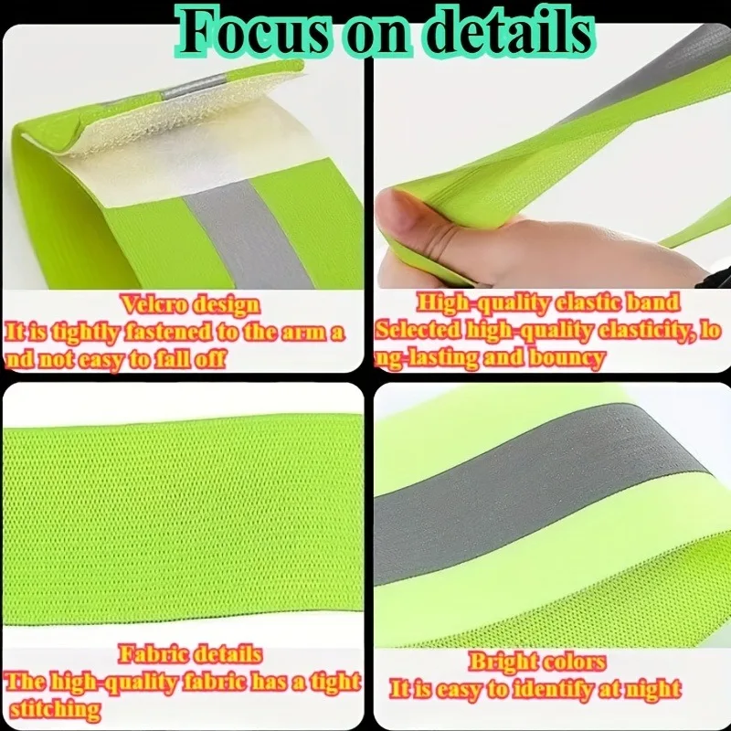 2/4pcRunning Reflective Arm Band for Wrist Ankle Leg Safety Reflector Tape Night Walking Cycling Led Bracelet Strap High Visibil