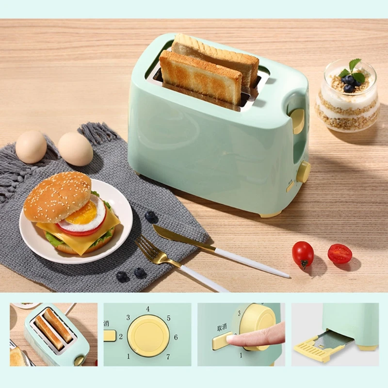 NEW Stainless Steel Electric Toaster Household 2 Slice Auto Bread Baking Machine Toast Sandwich Grill Oven Breakfast Maker