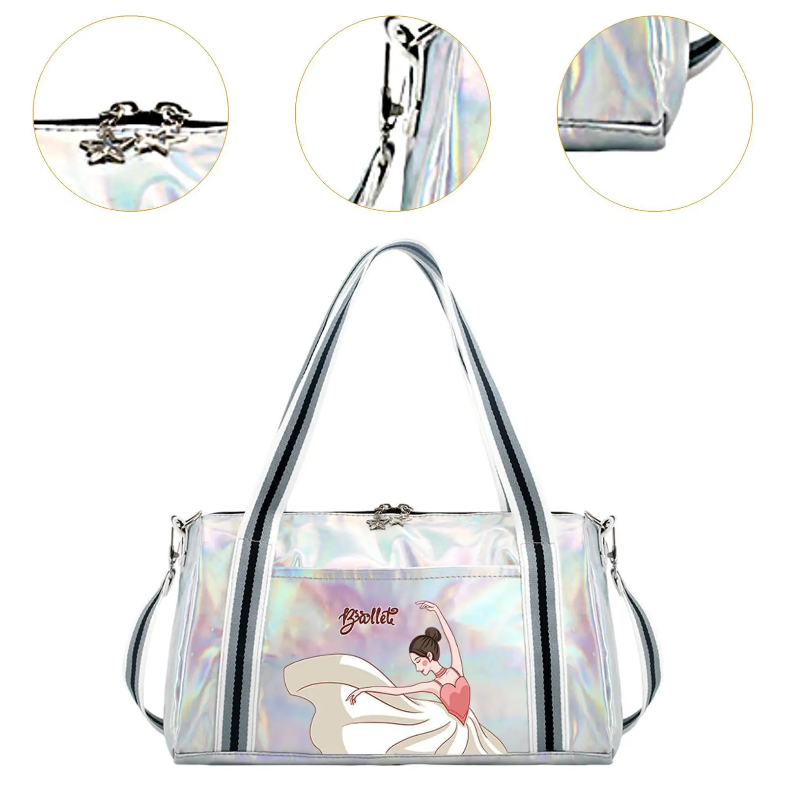 Girl Dance Ballet Bag Kids Handbag Shoulder Bag Multipurpose Portable Duffle Bag for Sports Overnight Workout Airplane Gym 5