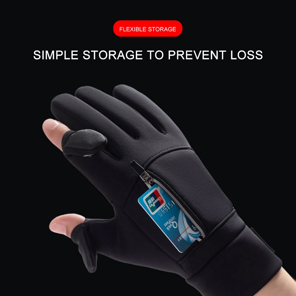 Cold Weather Driving Gloves 2 Finger Flip Fingerless Fishing Gloves  Waterproof Windproof for Running Camping Hiking Cycling