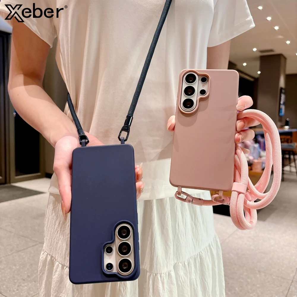 Universal Crossbody Lanyard Silicone Soft Case with Necklace Shoulder Strap - Shockproof Cover