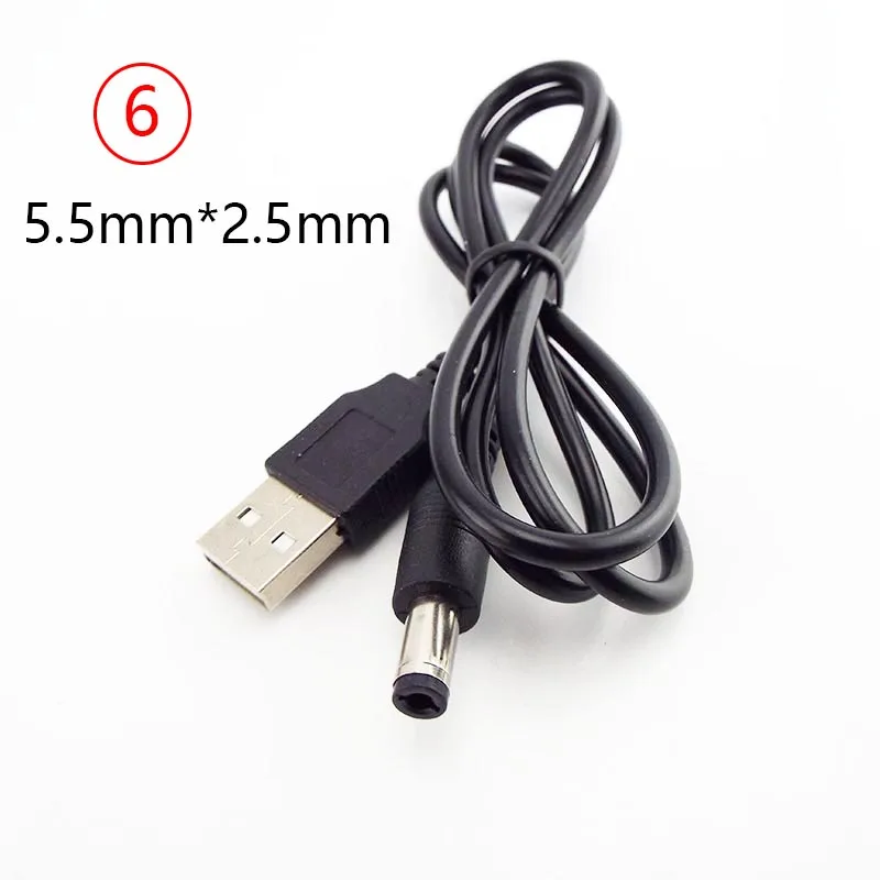 Cable 80cm USB Port to DC 2.0 2.5 3.5 4.0 5.5mm 5V DC Barrel Jack