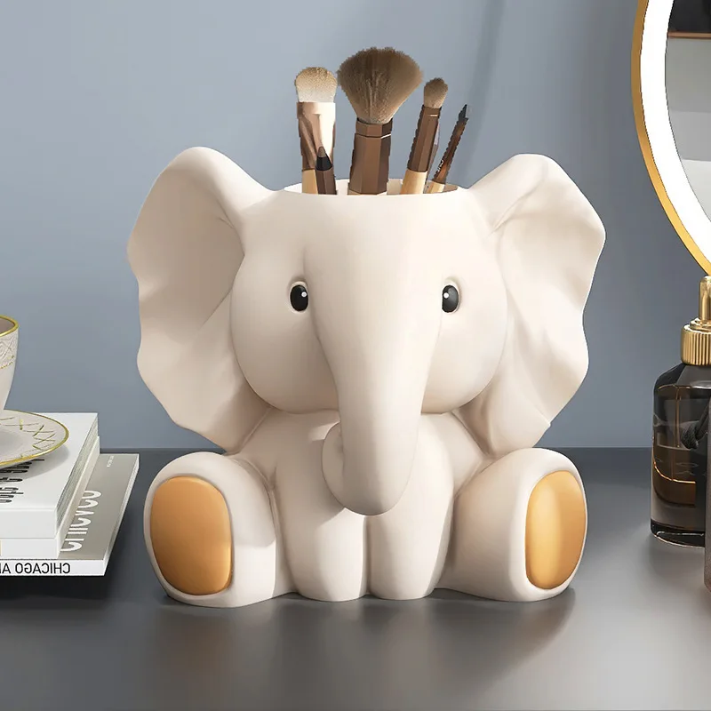 

Cute Elephant, Lion, Rabbit, Bear Tabletop Decoration, Makeup Brush Lipstick Stationery Pen Storage Box