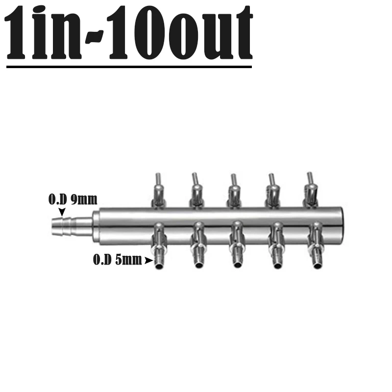 1Pcs 2~24Way Stainless Steel Air Splitter Valve Aquarium Oxygen Pump Regulating Valve Splitters Fish Tank Air Pump Distributor 6