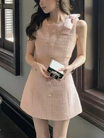 Ele  Knot oulder Bared Vest Dr Small Size Luxury High Design Sensation  Sle Ladylike  Dr - Image 5