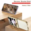 For Samsung Galaxy Z Flip 5 Case Electroplating Transparent Magnetic Folding Hinge Ring Bracket With Mirror Film Shockproof Case 4