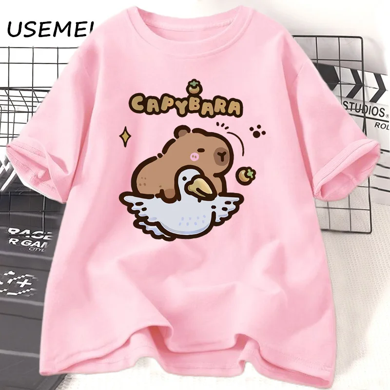 Funny Capybara T-shirts Men Women Summer Cute Animal T Shirt Cotton Short Sleeve Graphic T Shirts Streetwear Women's Clothing 3