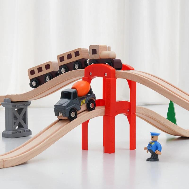 Puente De Tren De Madera Y Plástico - Accesorio Para Vías De Juguete, DIY, 29x12x7.5 Cm