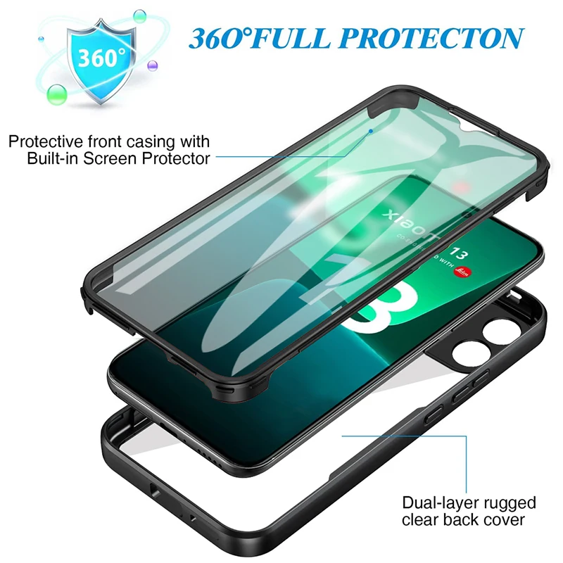 360° Full Body Protective Phone Case with Built-In Screen Cover