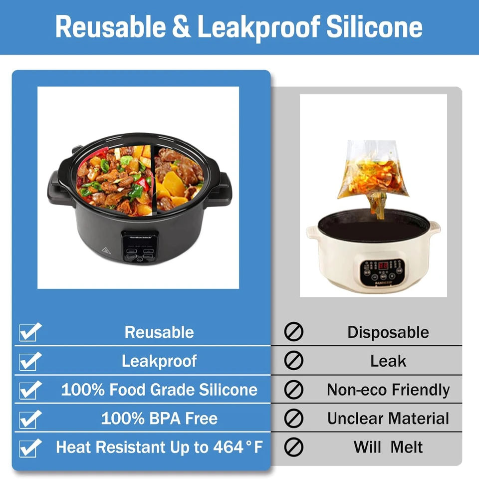 Inxhbow Silicone Slow Cooker Liner 6 Quart