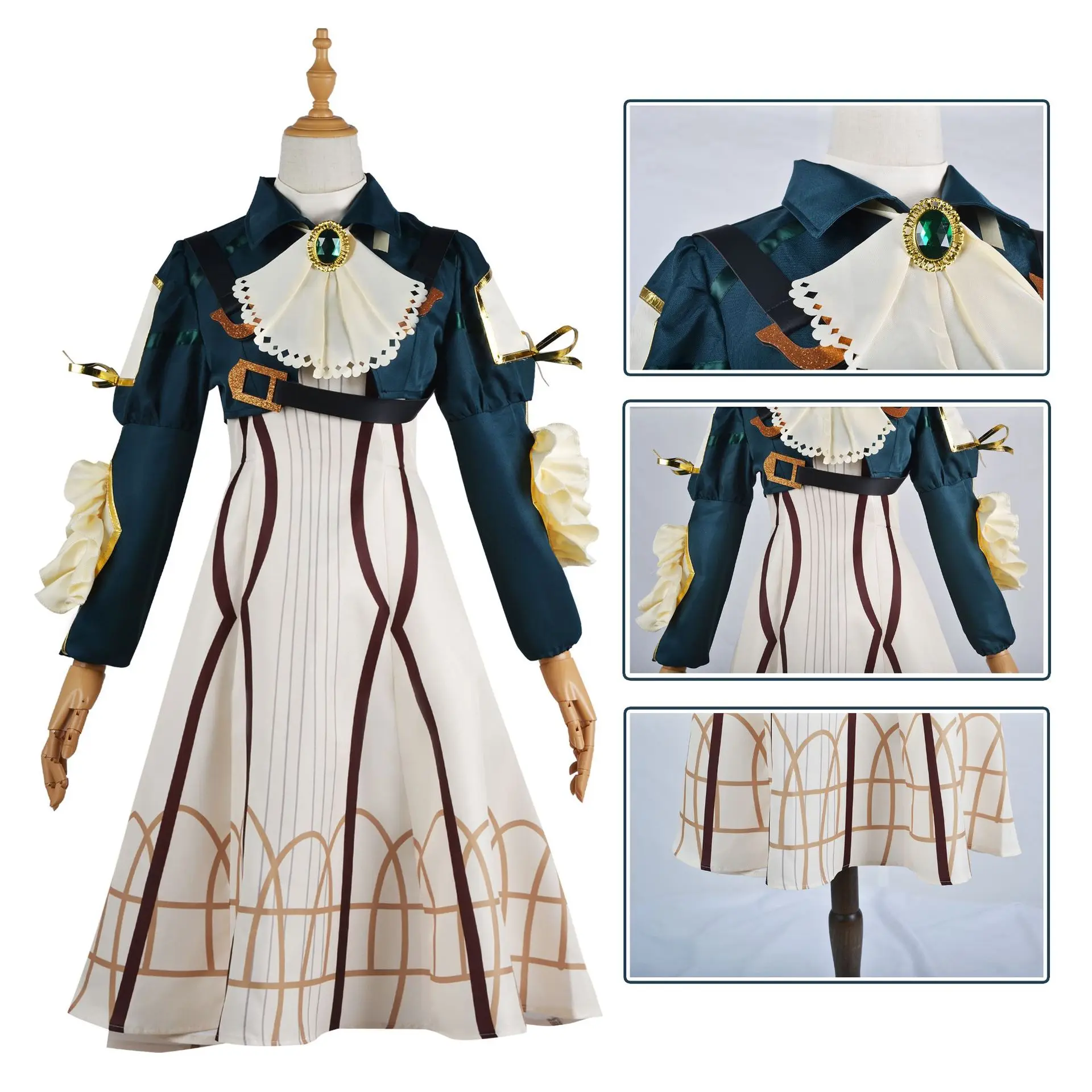 Anime Violet Evergarden Cosplay Costume Violet Dress Wigs Shoes Coat Uniform Halloween Party for Women Girls  Play Comic Con