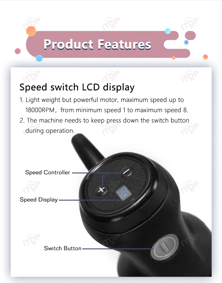 Description Picture 6 of itemITOP Handheld Blender 220W 250W Immersion Blender Stick Food Mixer Durable Commercial/ Household Use 8 Files Speed 4000-18000RPM