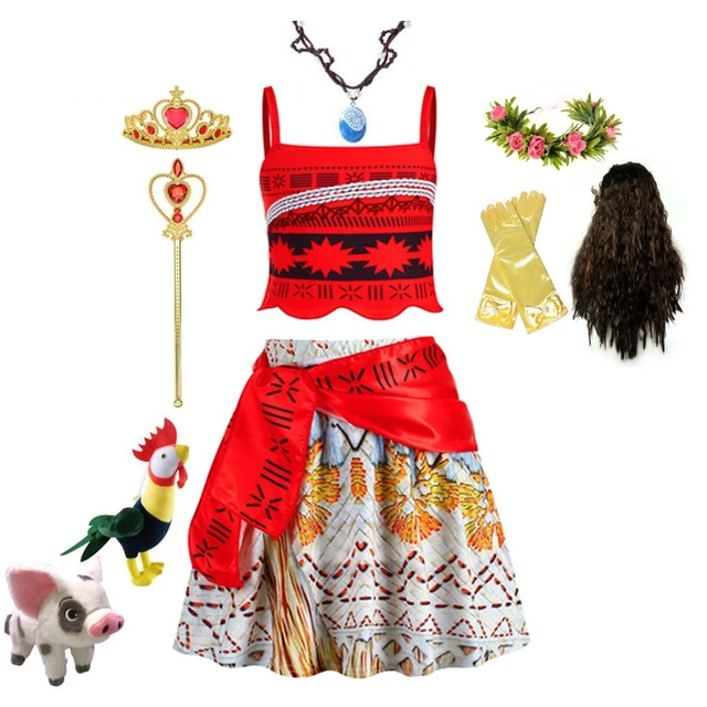 Kiwi Moana Moana Cosplay Maui Kids Kids Roupas Princesa Traje