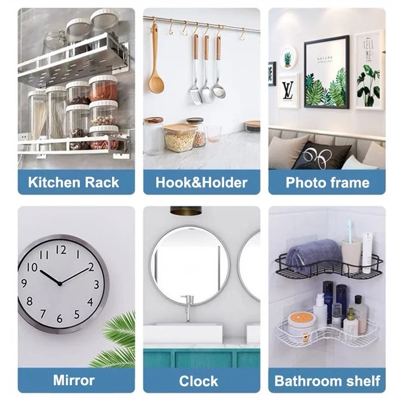 Punch Free Screws Hook Hanger Screw Free Sticker Wall Adhesive Hooks 10 pcs For Mount Wall Shelf Picture Hanging Kitchen Bathroom