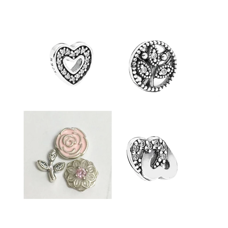 

2023 New 925 Silver People Series Sterling Silver Heart Pendant Rose Vegetation Pattern Small and Cute Clip