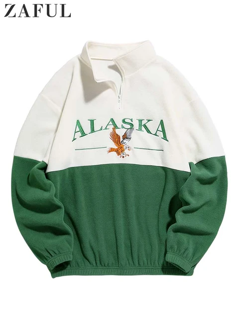 Alaska Embroidered Sweatshirt  Fleece Streetwear Pullover