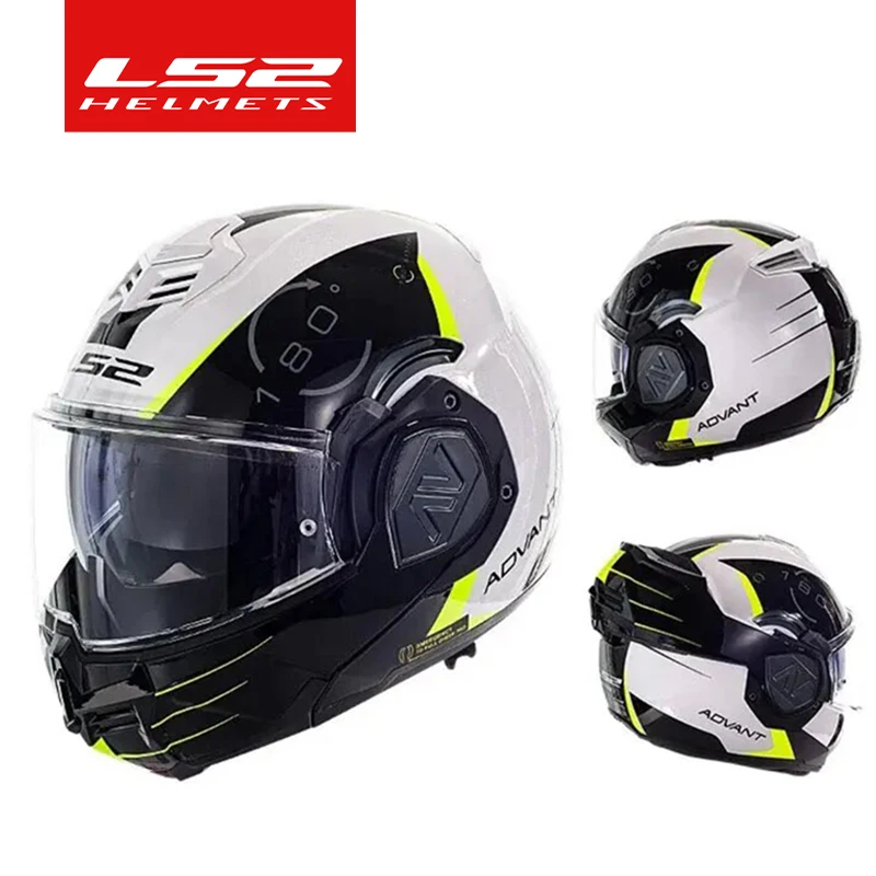 

LS2 FF906 Advant Flip Up Full Face Helmets Motorcycle Modular Double Visor Helmet built-in Lens ECE Capacete Casque Casco Moto