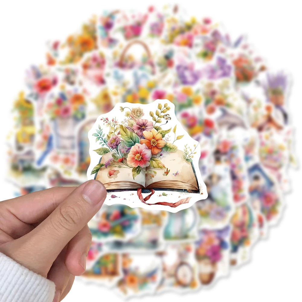 창의적인 플라워 월드 스티커, DIY 노트북 컴퓨터 스케이트보드 수하물 휴대폰 자동차 스티커, 그래피티 어린이 장난감, 50 개