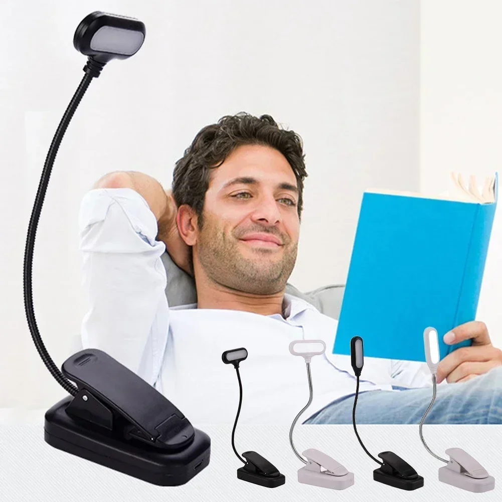 Portable LED Book Light with Flexible Clip - White Daylight Reading Lamp