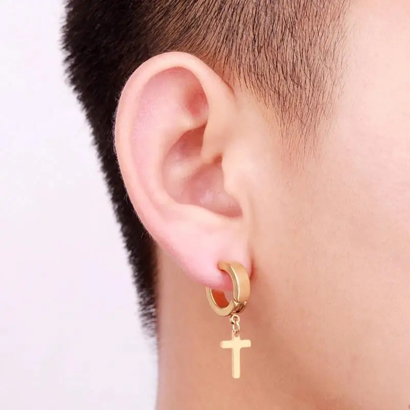 1 Stück Punk Rock Stil Edelstahl Manschette Nicht Piercing Creolen Frauen Mann Clip Auf Ohrring Gefälschte Piercing Baumeln Ohrringe – Detail 9